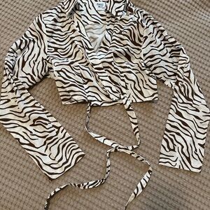 Princess Polly Zebra Print Wrap Top